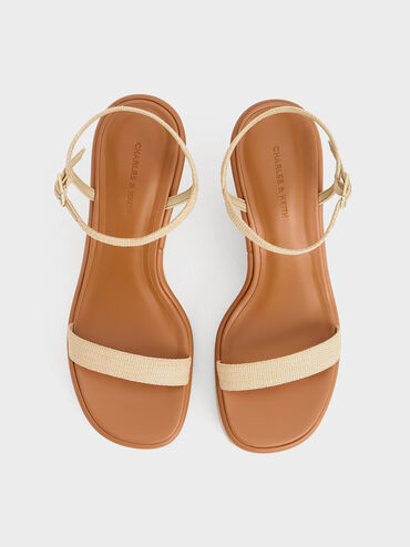 Woven Espadrille Wedges, Sand, hi-res