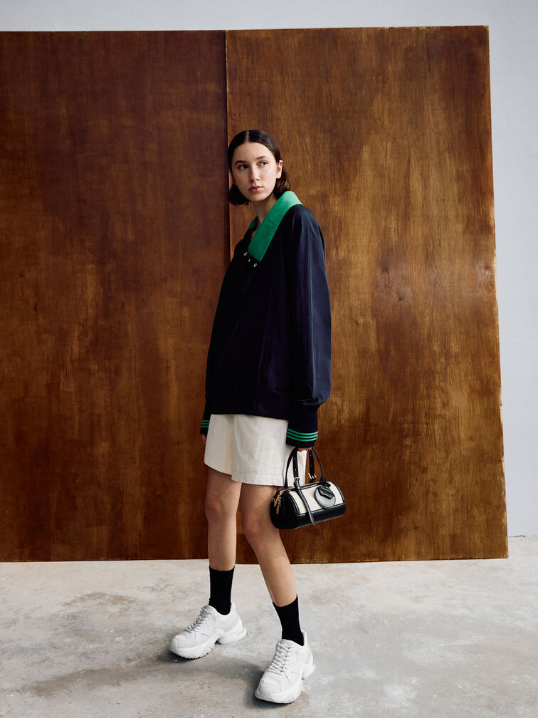 Enola Canvas Two-Tone Bowling Bag, Black, hi-res