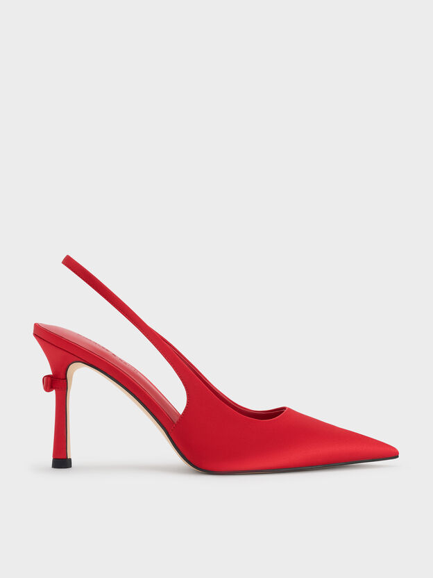 Brantley Bow Slingback Pumps, Red, hi-res