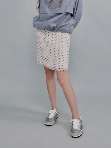 Metallic Low-Top Sneakers, Silver, hi-res