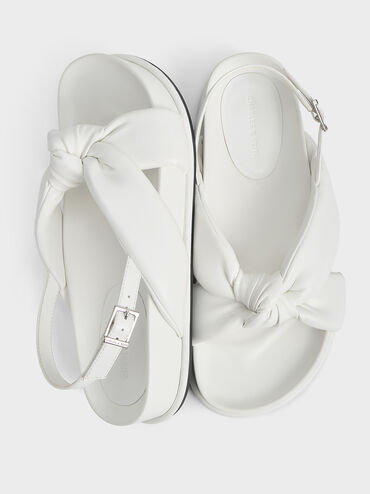 Rosetta Knotted Puffy Sandals, White, hi-res