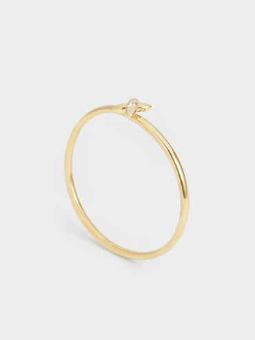 Felicity Flower-Motif Crystal Bangle, Gold, hi-res