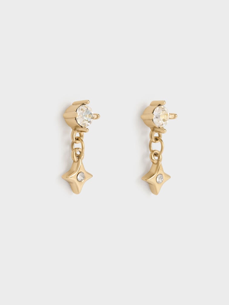 Everest Crystal Star Drop Earrings, Gold, hi-res