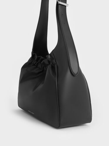 Brigette Ruched Shoulder Bag, Noir, hi-res