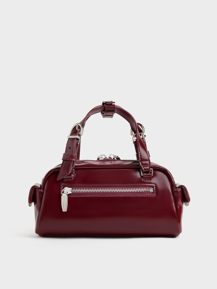 Rachel Multi-Pocket Bowling Bag, Burgundy, hi-res