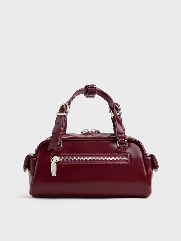 Rachel Multi-Pocket Bowling Bag, Burgundy, hi-res