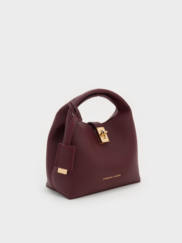 Mini Chance Turn-Lock Bucket Bag, Wineberry Red, hi-res