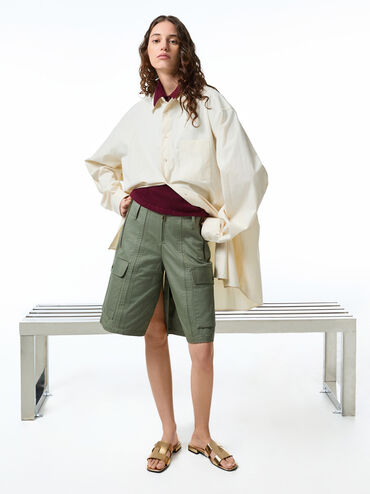 Petina Metallic Leather Slide Sandals, Gold, hi-res