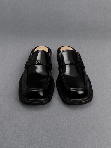 Tahlia Leather Loafer Mules, Black Box, hi-res