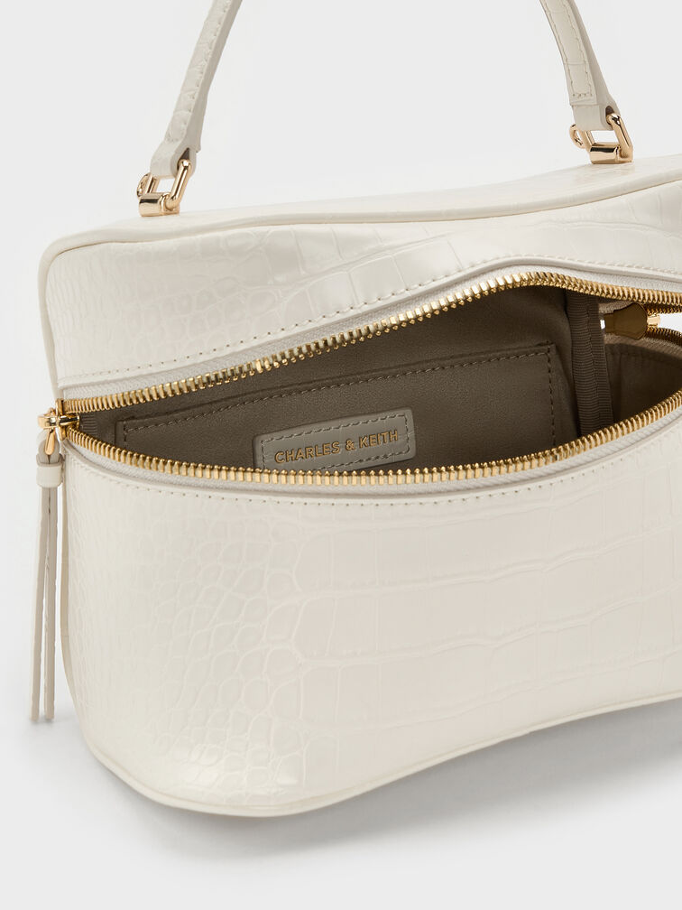 Pansy Croc-Effect Vanity Bag, Cream, hi-res