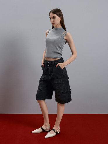 Yvette Pointed-Toe Mary Jane Flats, Chalk, hi-res