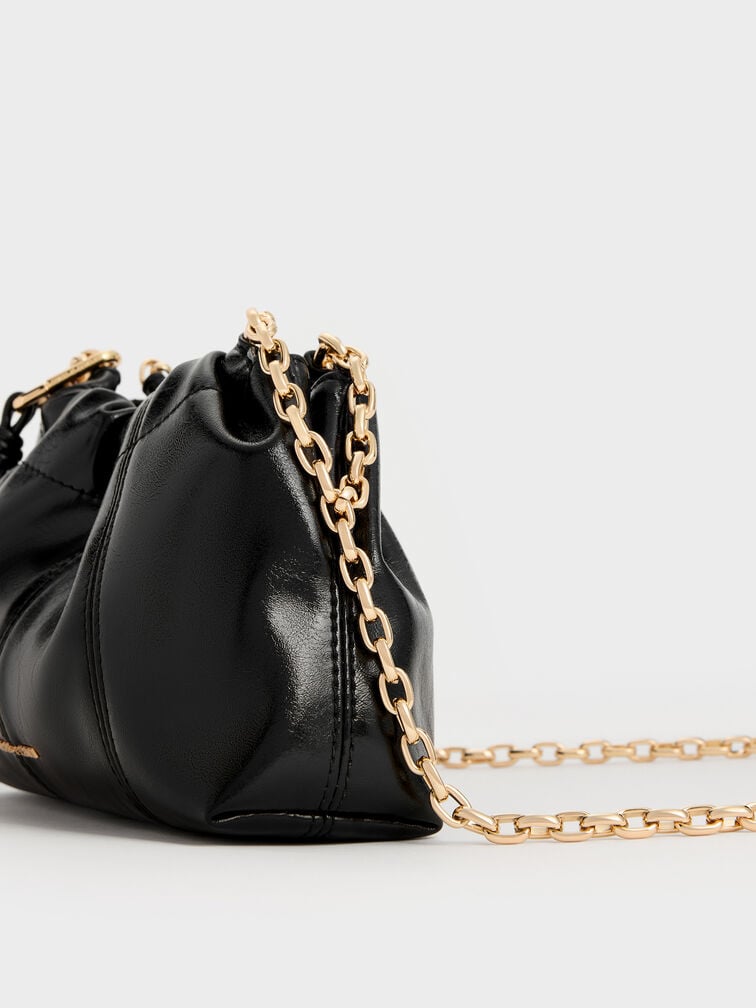 Ciara Ruched Crossbody Bag, Black, hi-res