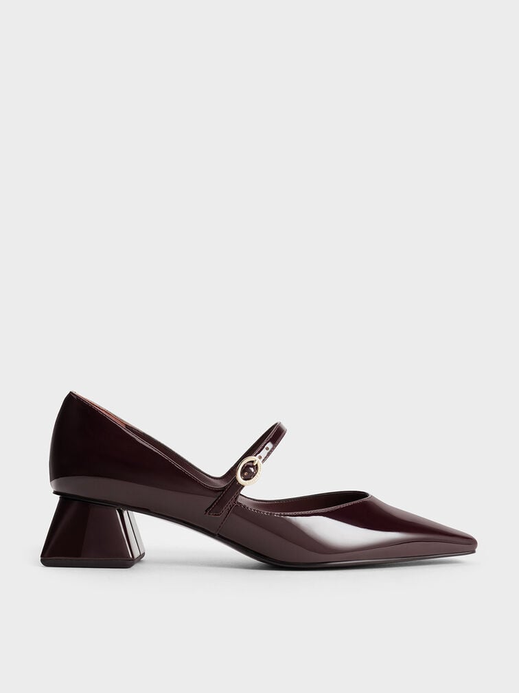 Roxane Patent Square-Toe Mary Janes, Maroon, hi-res