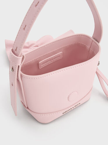 Kadee Ruched Bow-Charm Mini Bag, Cotton Candy Pink, hi-res