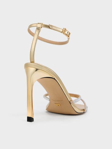Jaylene Gem Stiletto Sandals, Gold, hi-res