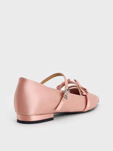 Jessy Recycled Polyester Bow Pointed-Toe Flats, Pink, hi-res