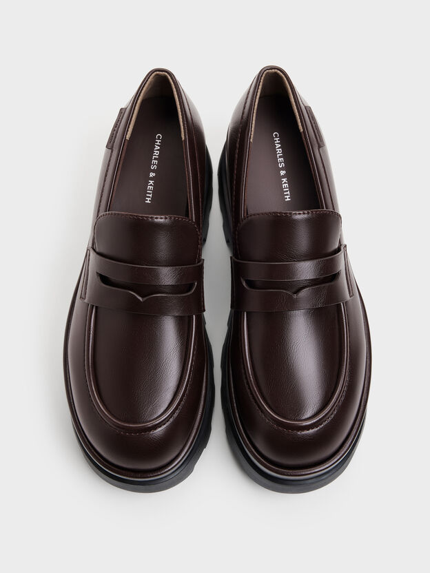 Barron Platform Penny Loafers, Dark Brown, hi-res