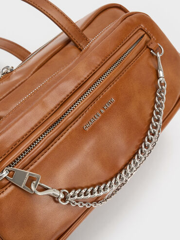 Atwood Chain Elongated Shoulder Bag, Distressed Tan, hi-res