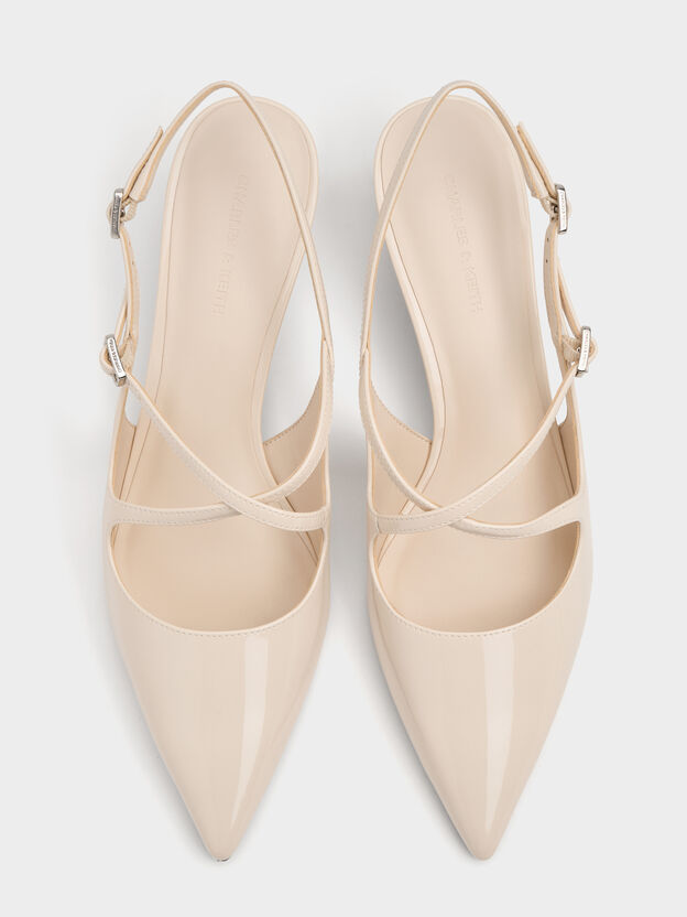 Pauline Patent Crossover Kitten Heels, Chalk, hi-res