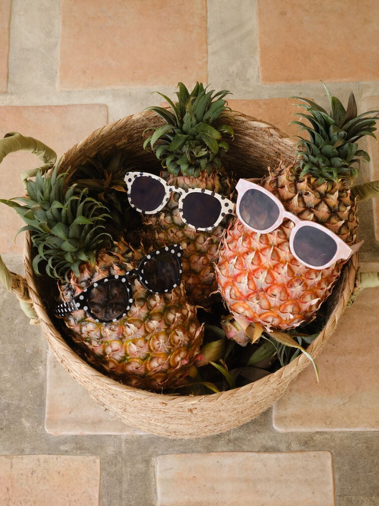 Girls' Gabine Polka-Dot Sunglasses, Black, hi-res