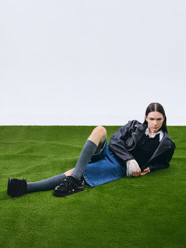 Egan Nylon Puffy Mules, Black Textured, hi-res