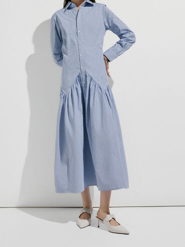 Jayce Crinkle-Effect Leather Knot-Bow Kitten-Heel Mules, White, hi-res