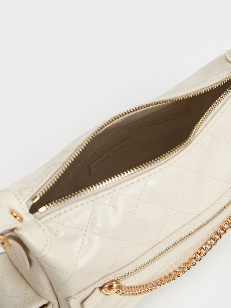 Duo Quilted Side-Pocket Shoulder Bag, Cream, hi-res