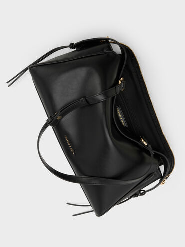 Haylen Braided-Charm Shoulder Bag, Black, hi-res