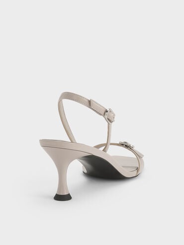 Buckled Slingback Kitten Heels, Light Grey, hi-res