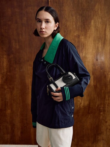 Enola Canvas Two-Tone Bowling Bag, Black, hi-res