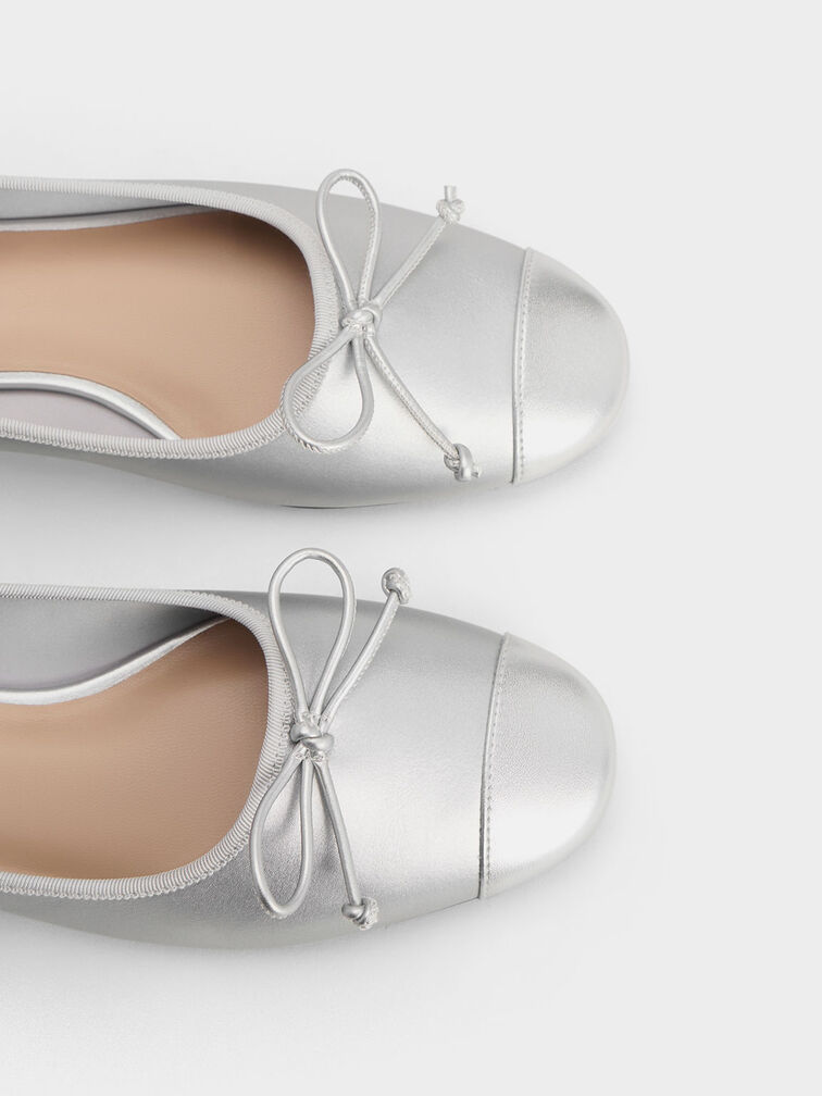 Glennis Bow Ballet Flats, Silver, hi-res