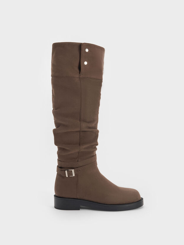 Eilis Faux Suede Thigh-High Boots, Dark Brown Textured, hi-res