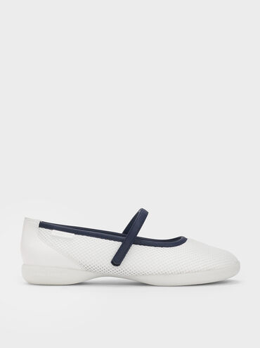 Mesh Contrast-Trim Mary Jane Sneakers, Dark Blue, hi-res