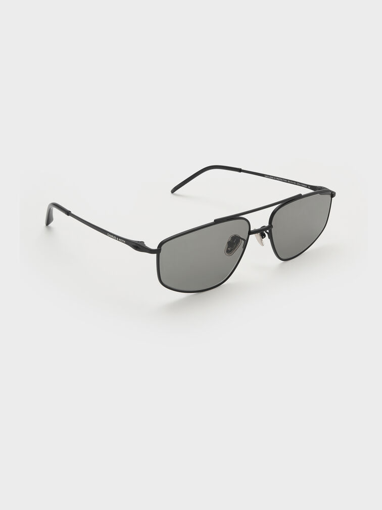 Elowyn Metal-Rim Aviator Sunglasses, Noir, hi-res