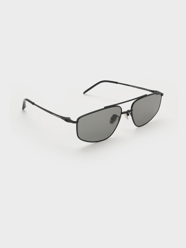 Elowyn Metal-Rim Aviator Sunglasses, Noir, hi-res