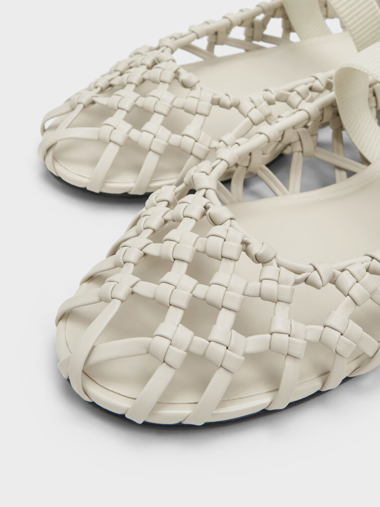 Woven Mary Jane Flats, Chalk, hi-res