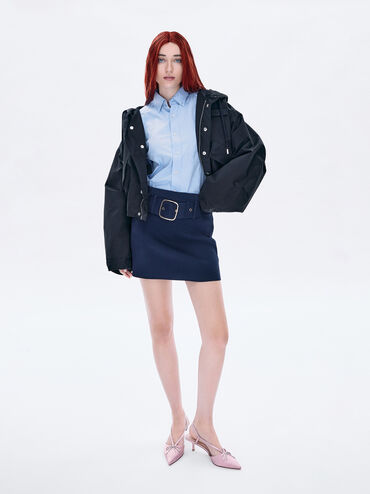 Recycled Polyester Crystal-Bow Kitten-Heel Slingback Pumps, Lilac, hi-res