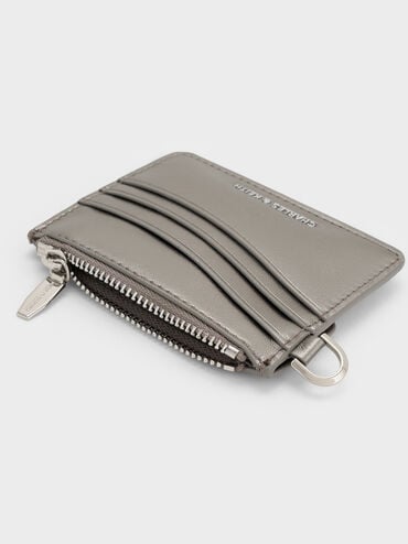 Agatha Chain-Accent Wristlet Card Holder, Pewter, hi-res