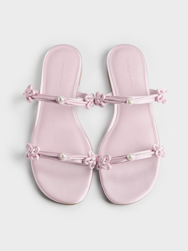 Orinda Knot-Pearl Slide Sandals, Light Pink, hi-res