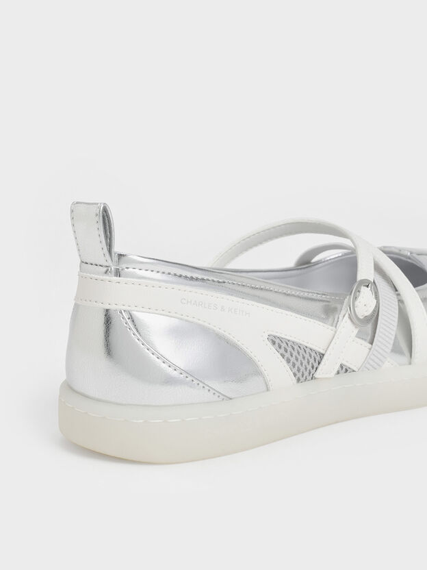 Tiggy Metallic Mesh Two-Tone Ballet Sneakers, Silver, hi-res