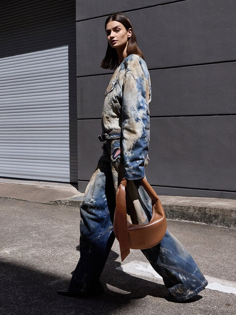 Mini Toni Knotted Crescent Hobo Bag, Chocolate, hi-res