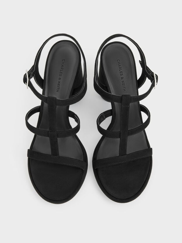 Aether Faux Suede Platform Sandals, Black Textured, hi-res