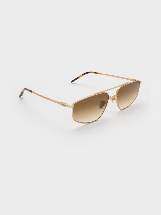Elowyn Metal-Rim Aviator Sunglasses, Brush Gold, hi-res