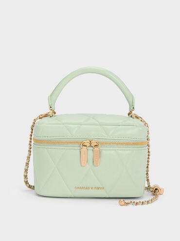 Arwen Quilted Top Handle Vanity Bag, Mint Green, hi-res