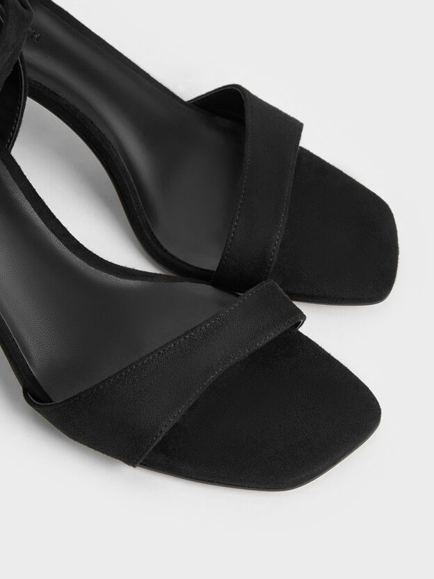 Eliana Textured Tie-Around Heeled Sandals, Black Textured, hi-res