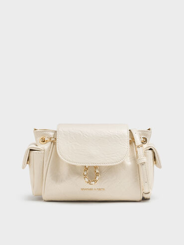 Duo Quilted Two-Way Front Flap Backpack, Cream, hi-res