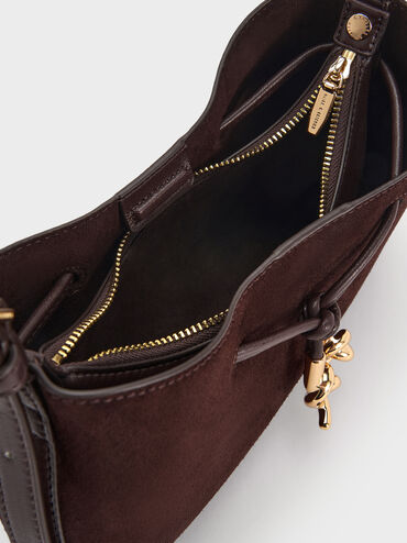 Mila Recycled Suede Shoulder Bag, Espresso Brown, hi-res