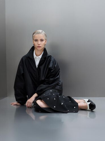 Bow Cap-Toe Mules, White, hi-res