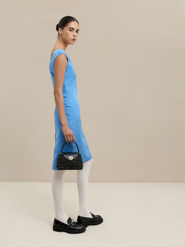 Arwen Tweed Quilted Braided-Strap Top Handle Bag, Black Tweed, hi-res