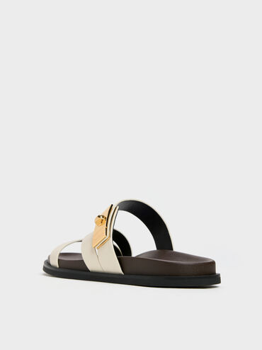 Aelin Metallic-Buckle Strappy Sandals, White, hi-res